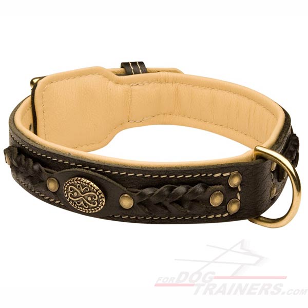 Strong and Soft Leather Braided Dog Collar