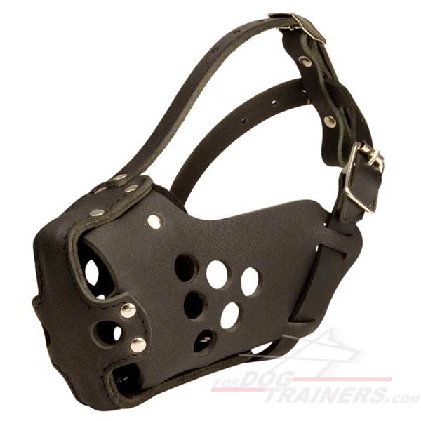 Military police dogs leather muzzle