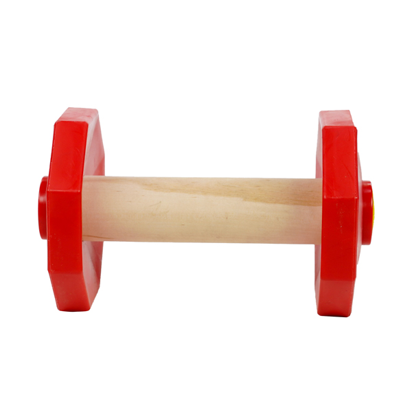 Red wooden dog dumbbell for training