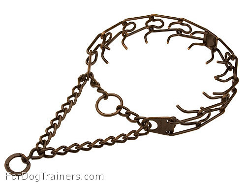 Dog pinch prong collar - 50145 (13) 1/6 inch (3.90 mm) Steel -Antique Copper plated ( Made in Germany )