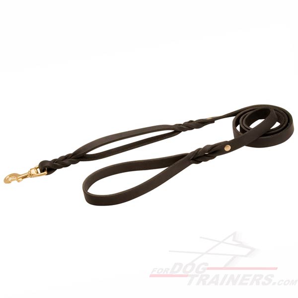 New leather dog  leash with two handles